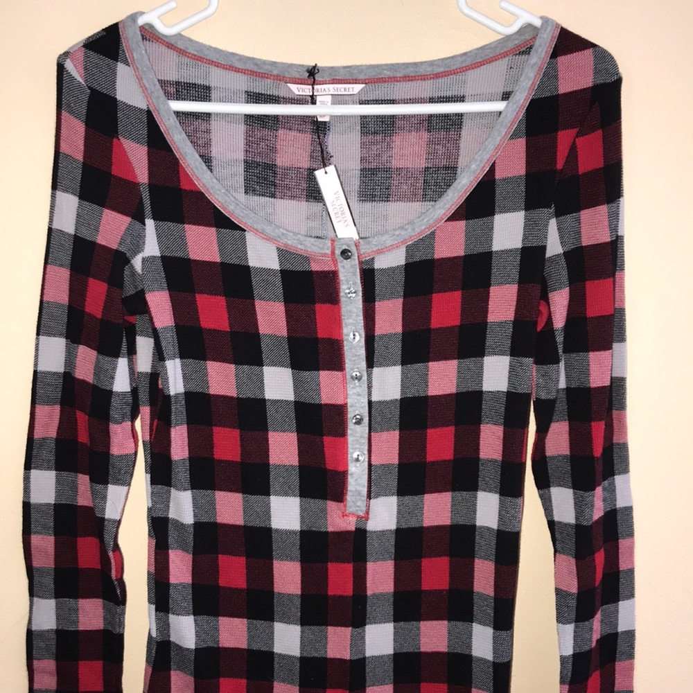 Black/ Gray/ Red Plaid Romper Pajamas